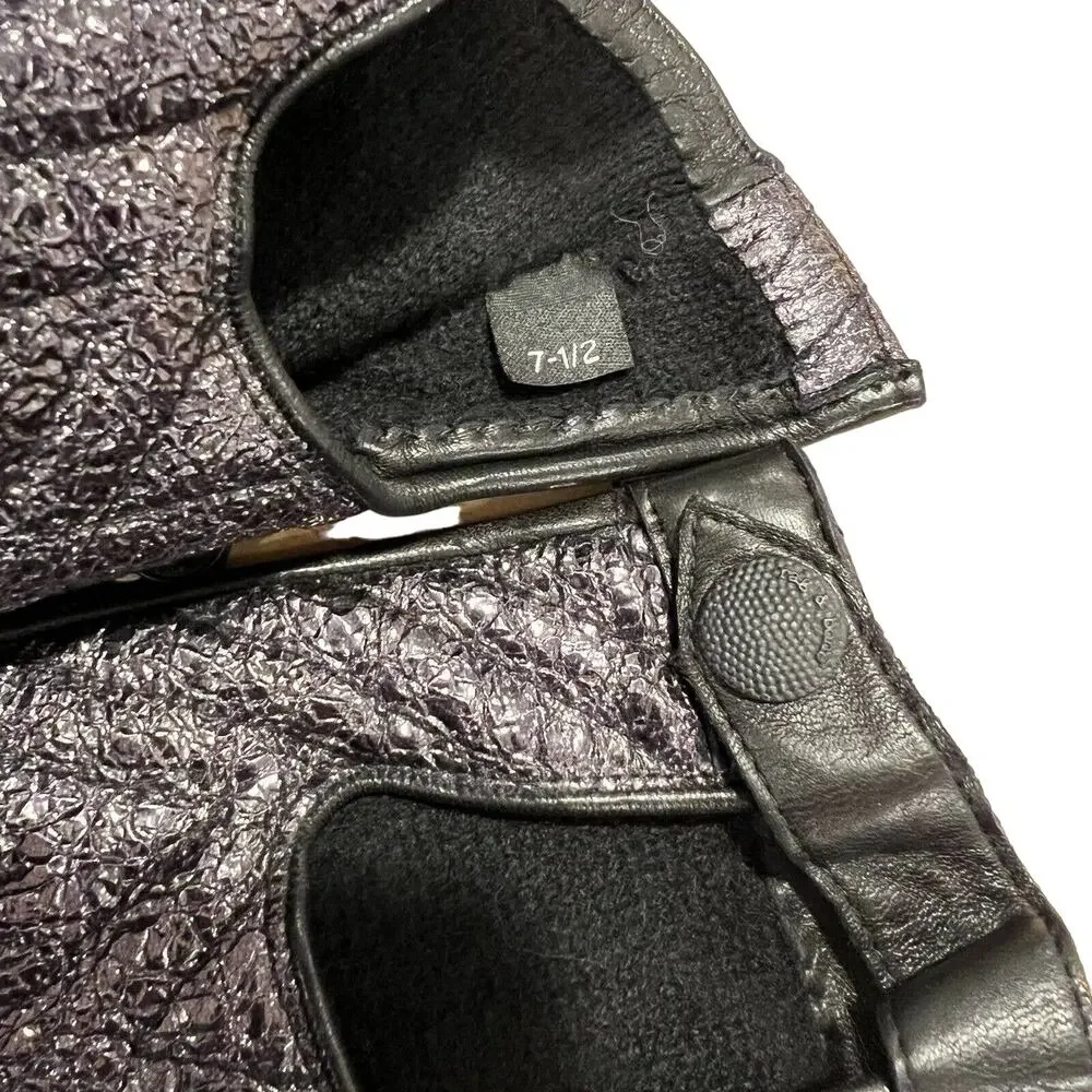 Rag & Bone Gloves Lamb Leather Black Chevron Quilted Driving Size 7.5 NWT